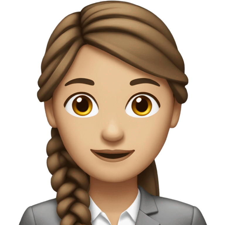 business woman long straight brown hair braid emoji