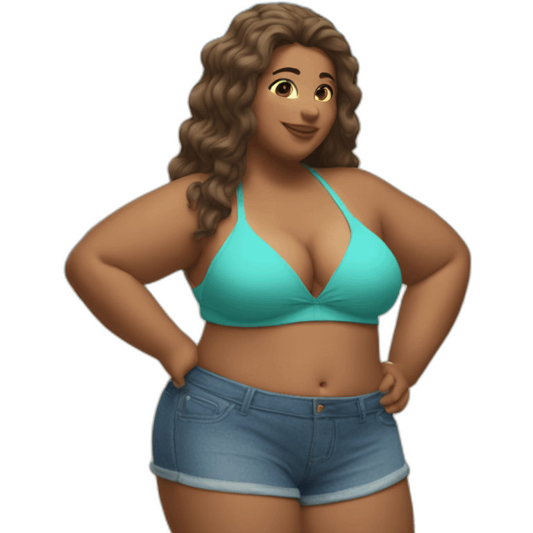 Slim-thicc Caucasian woman bikini hands on hips pose (beach body) emoji