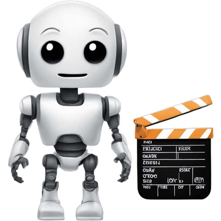 cute robot and a clapboard emoji