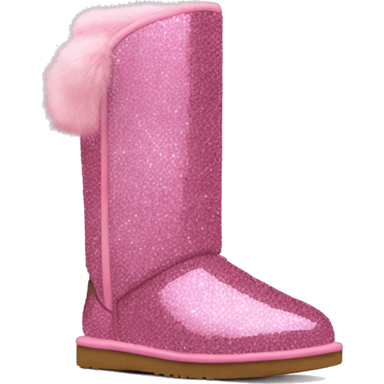 Realistic pink Sparkle glitter and fur Ugg boots. emoji