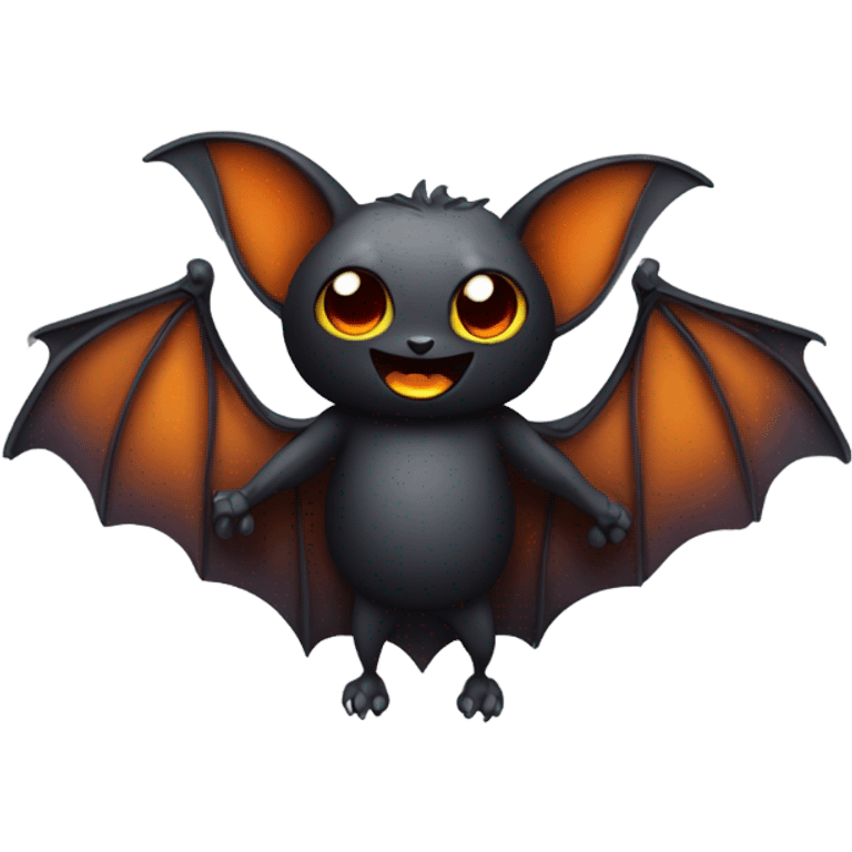 Bat carrying a pumpkin with feet emoji