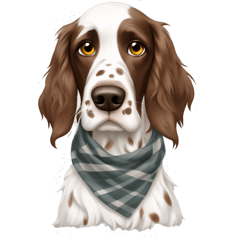 White and Brown english setter with scarf  emoji