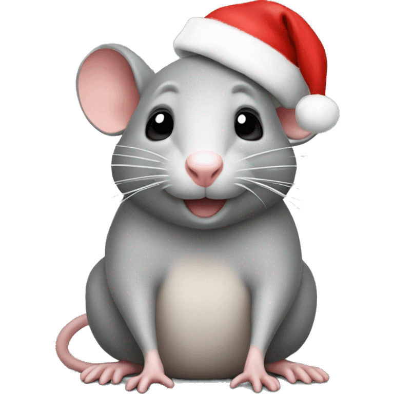 Rat with a Christmas hat on emoji