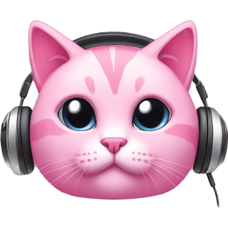 Pink cat gamer headphones  emoji