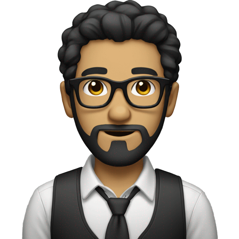 cool nerd with black hair and glasses and beard emoji