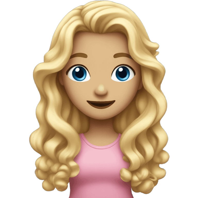 girl with long wavy blonde hair and blue eyes walking and show a puff of air behind her emoji