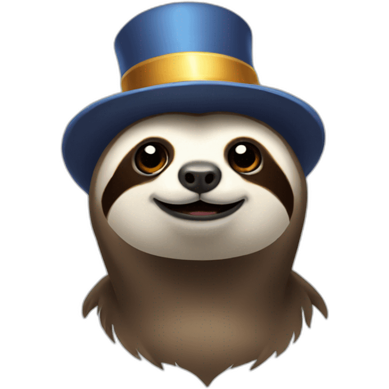 a sloth with a magic hat emoji