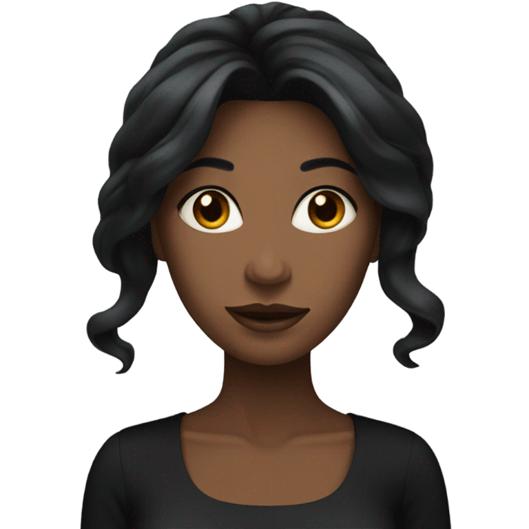 black woman with black long hair and a nice top emoji