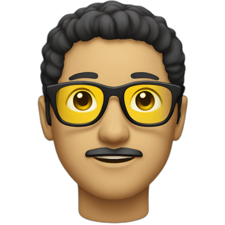 Man with yellow tinted glasses and black hair  emoji