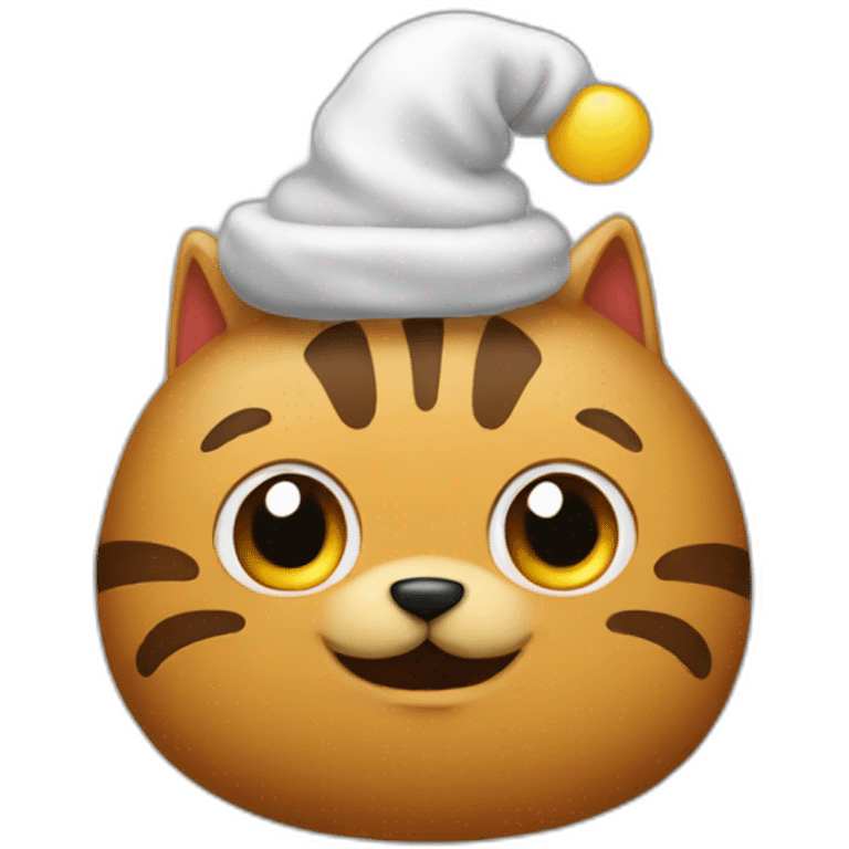 a poo wearing a cat as a hat emoji