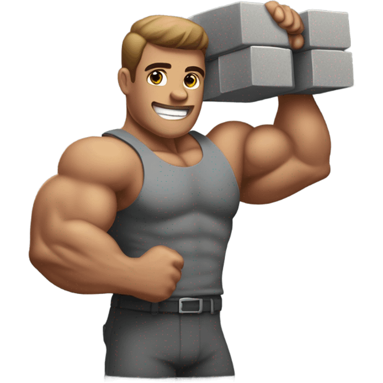 Muscle man holding Cinderblock emoji