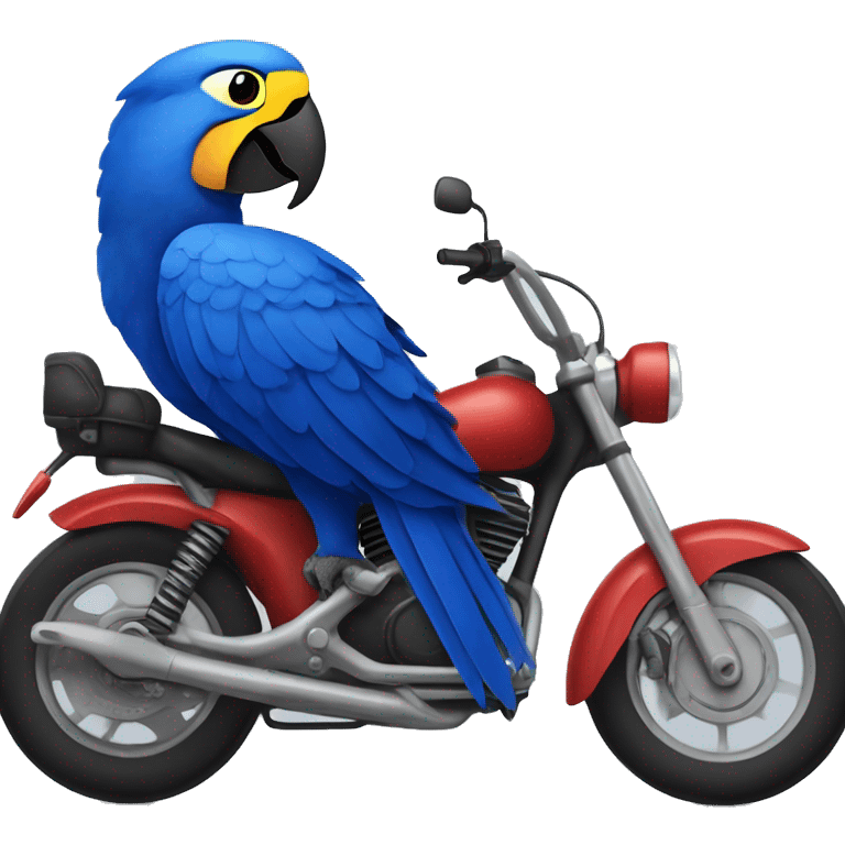 Hyacinth Macaw on motorcycle emoji