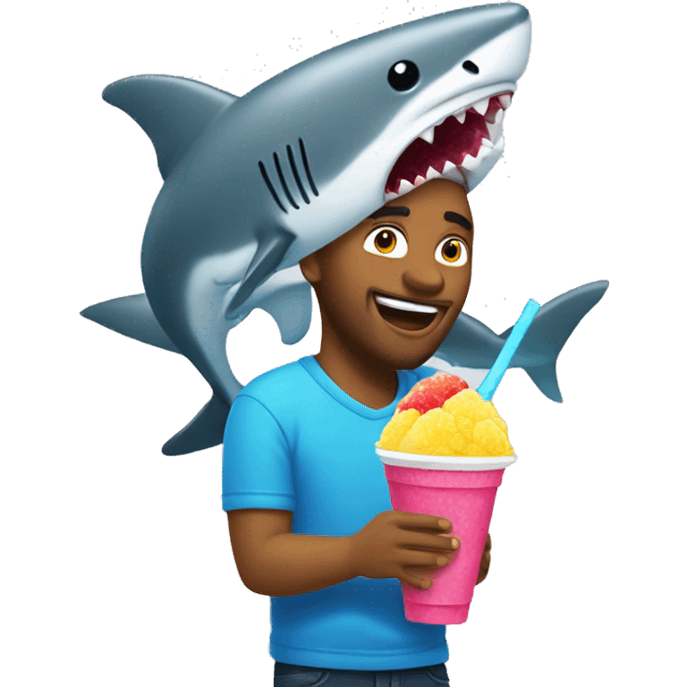 Guy with a shark snowcone emoji