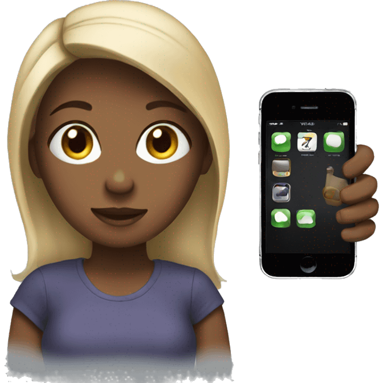 girl with iphone emoji