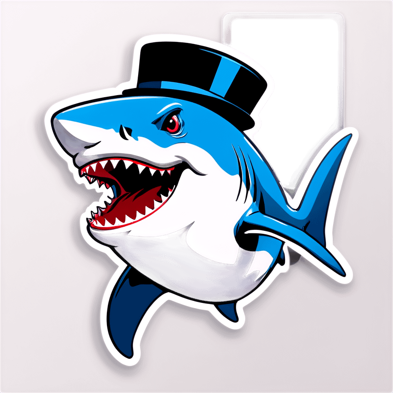 Shark with a top hat emoji