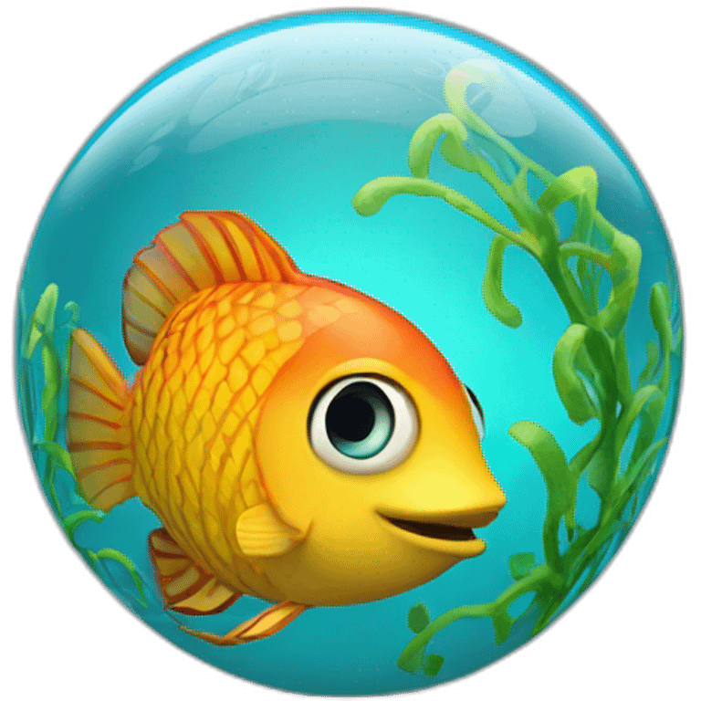 3d sphere with a cartoon hypnotic vine Tropical Fish skin texture emoji