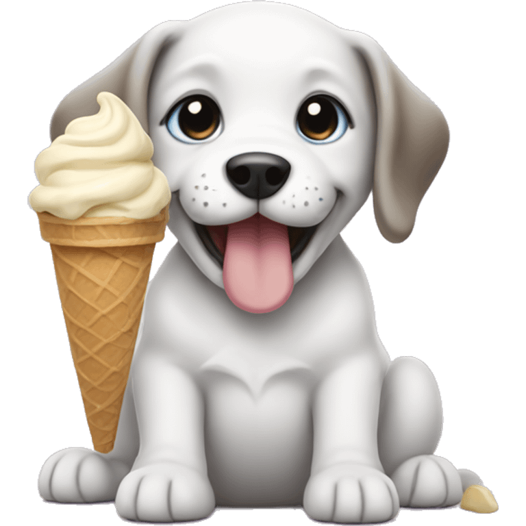 puppy eating ice cream emoji