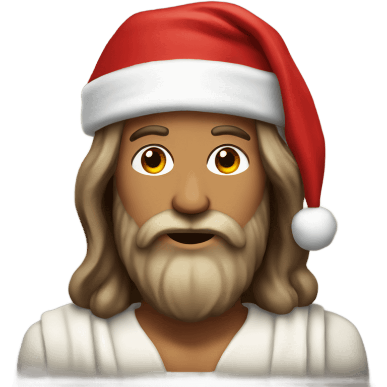 Jesus with a Santa hat emoji