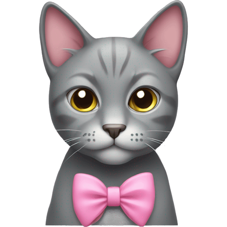 gray cat with pink bow emoji