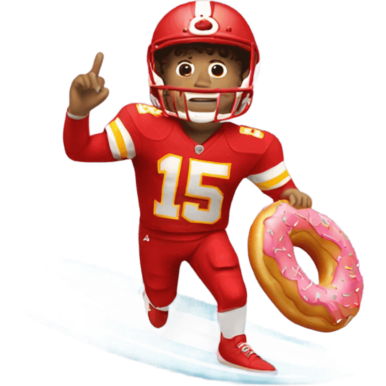 patrick mahomes surfing with a donut emoji