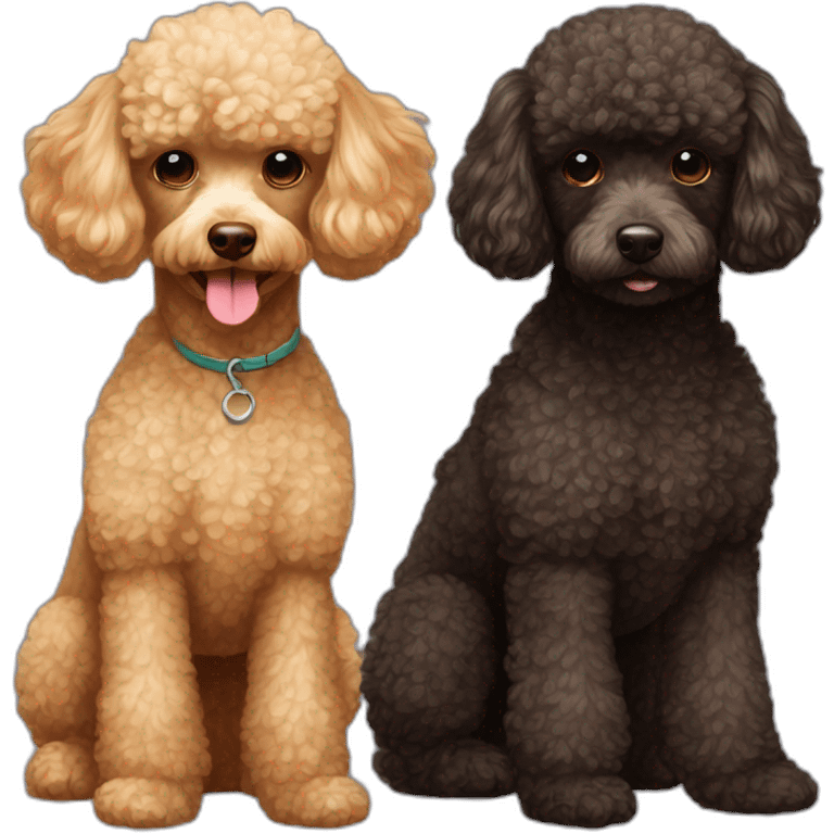 Blonde toy poodle with dark brown toy poodle emoji