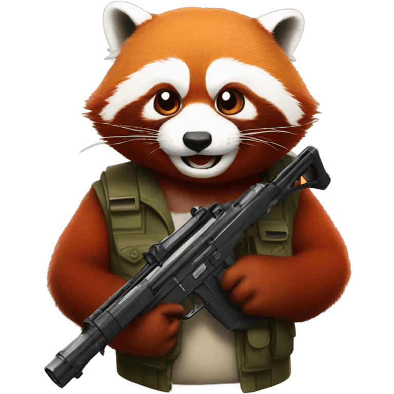 Red panda with a gun emoji