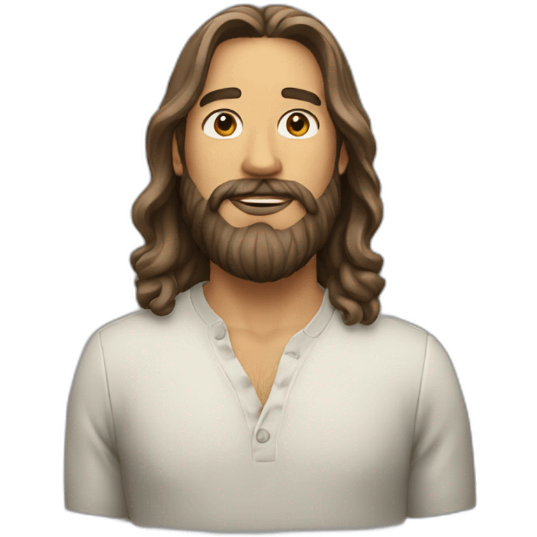 Man with long hair and beard filming emoji