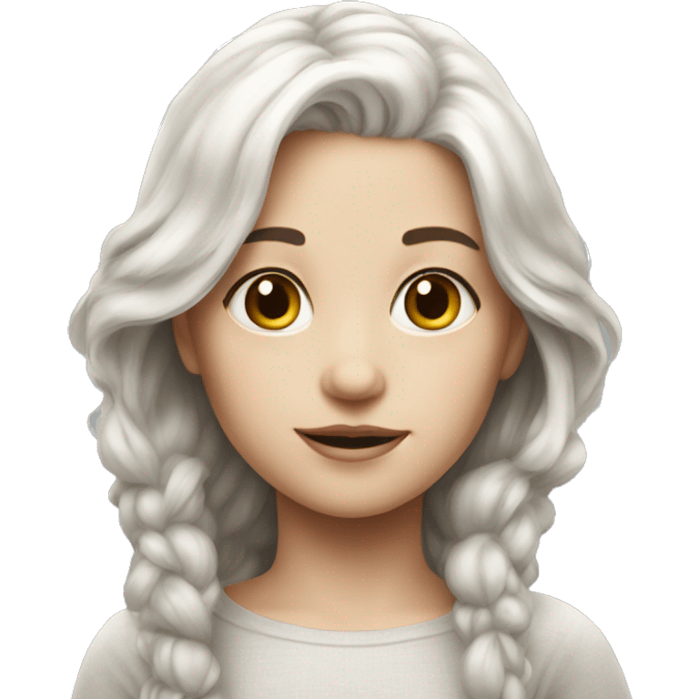 realistic portrait of girl with white hair emoji