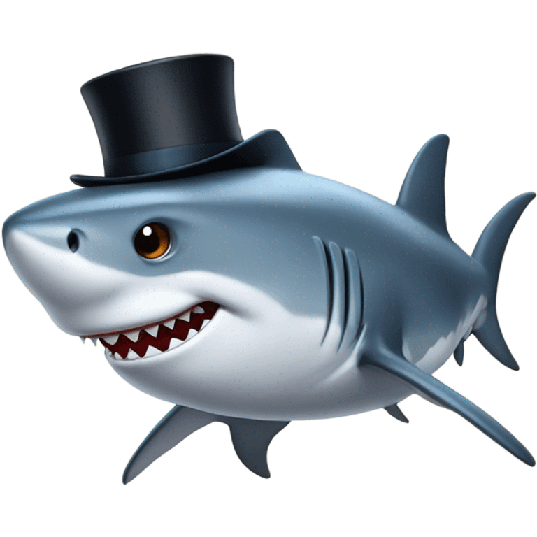 Shark with a top hat emoji