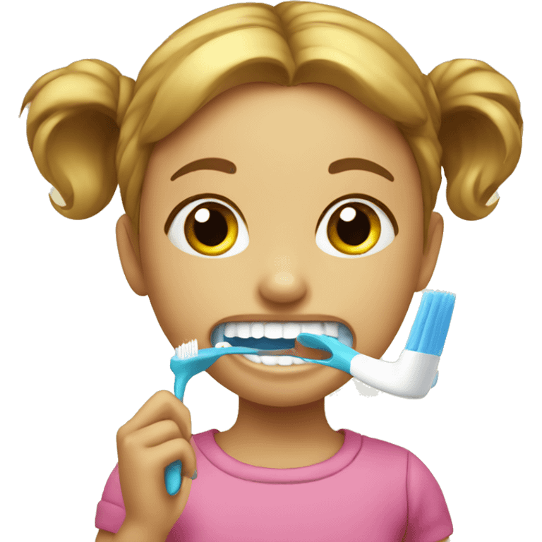 a little girl brushing teeth emoji