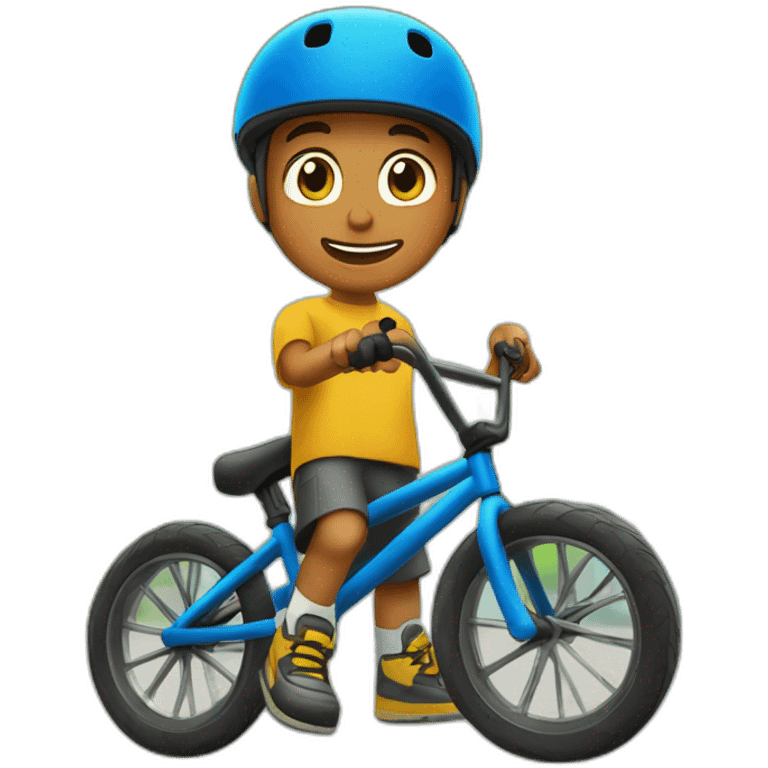 Garçon brun sur un bmx emoji