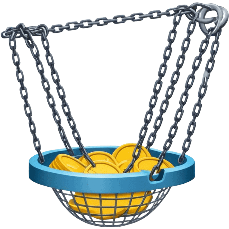 Disc golf locked in basket chains emoji