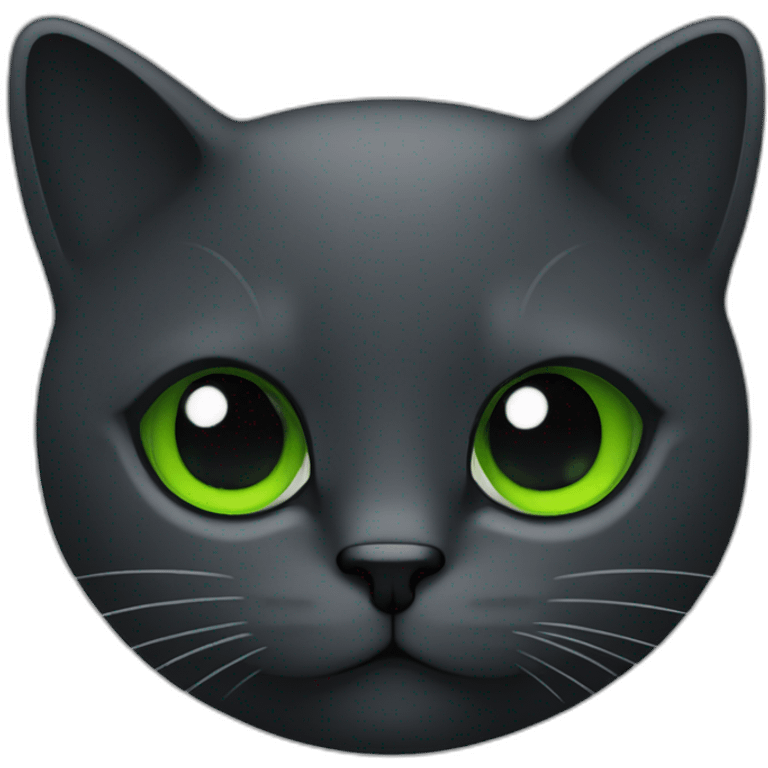 Chat de couleur noir avec les yeux verts emoji