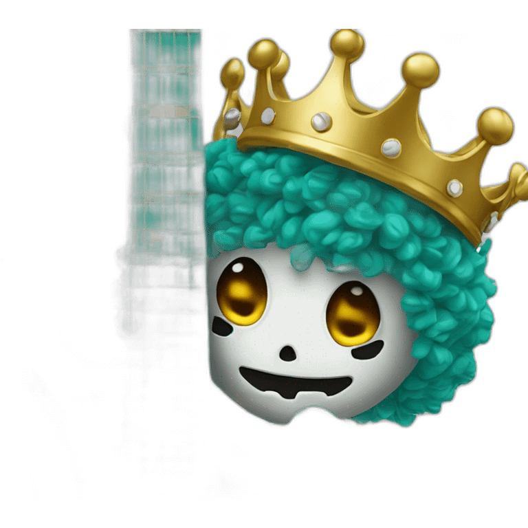 Soolking brook ;affro cut ;turquoise electric guitar;golden crown ;skeletal face emoji