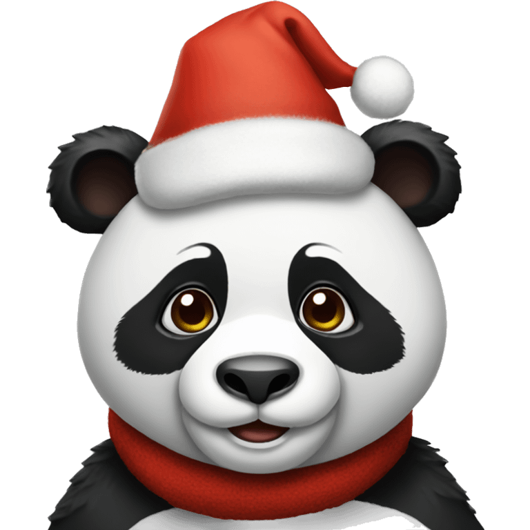 Panda wearing a Christmas hat emoji