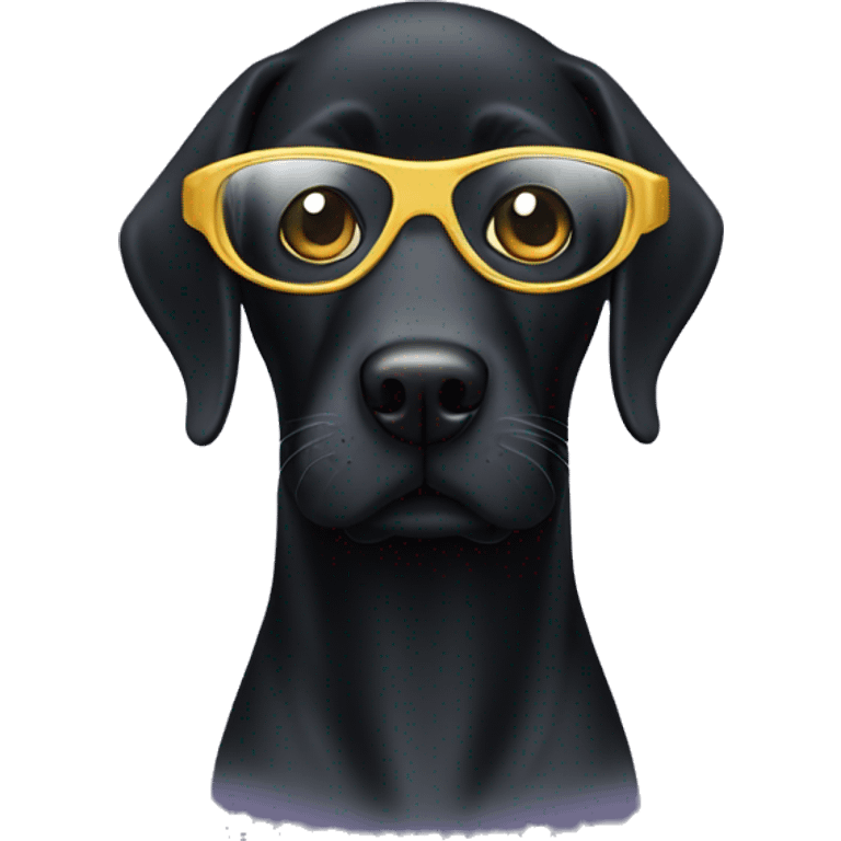 Black Lab wearing spy eye mask emoji