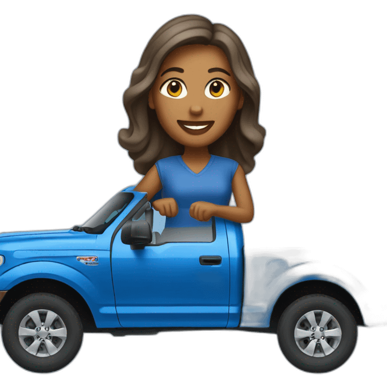 Woman driving Blue ford f150 emoji