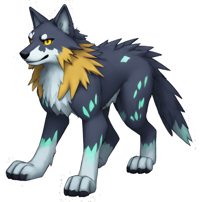  Cool Edgy Colorful Digimon-Fakemon-Wolf with edgy markings full body emoji