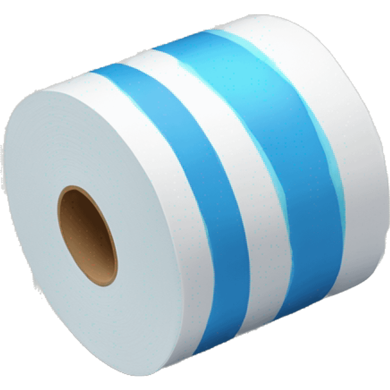 toiletpaper roll with a blue stripe on the top and one on the bottom the middle part is white and in the middle is a blue star emoji