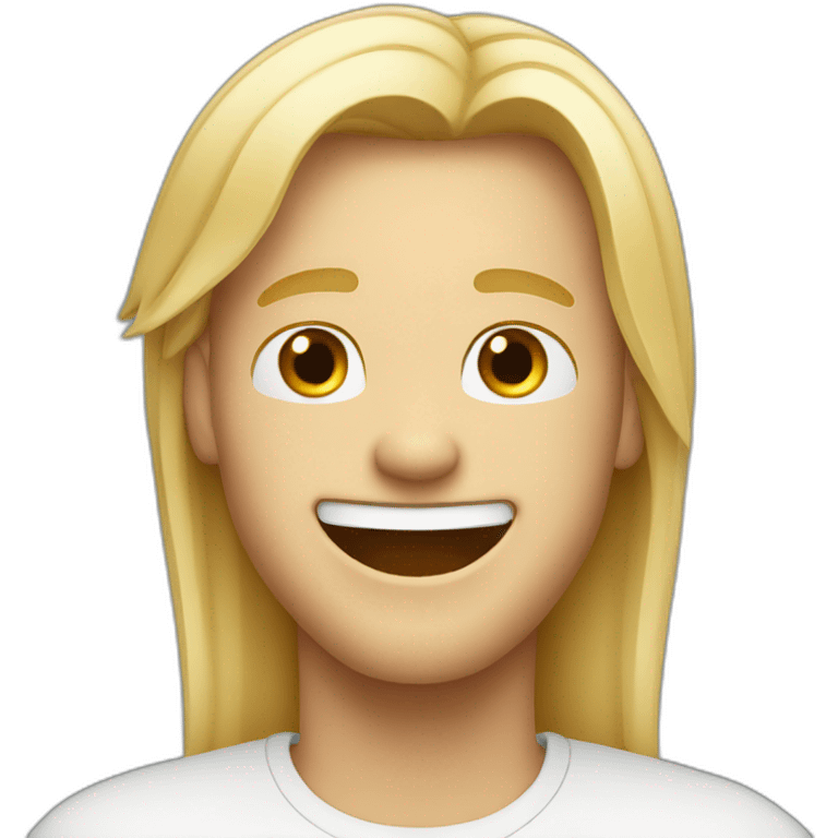 blonde long straight haired guy laughing emoji