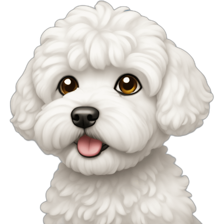 a white maltipoo thinking emoji