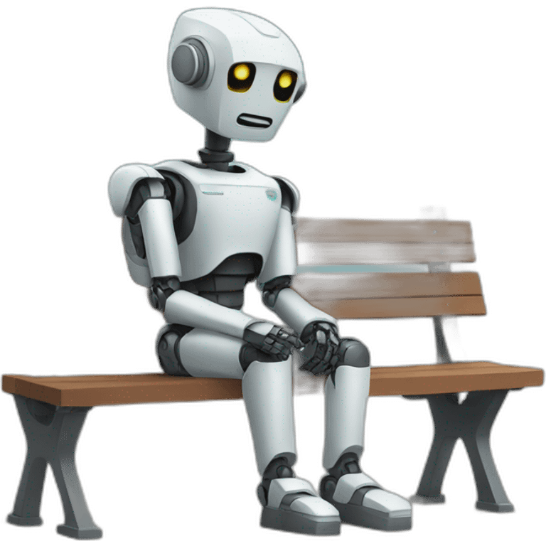 a robot sitting on a bench waiting emoji