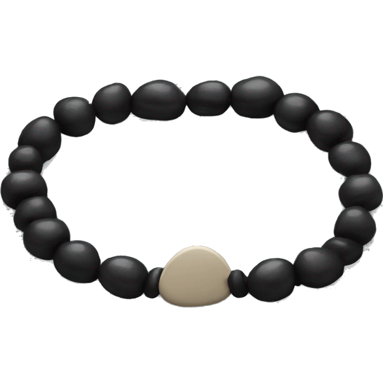 Black bracelet with a pebble emoji