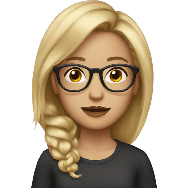 girl blonde hair with glasses painting emoji