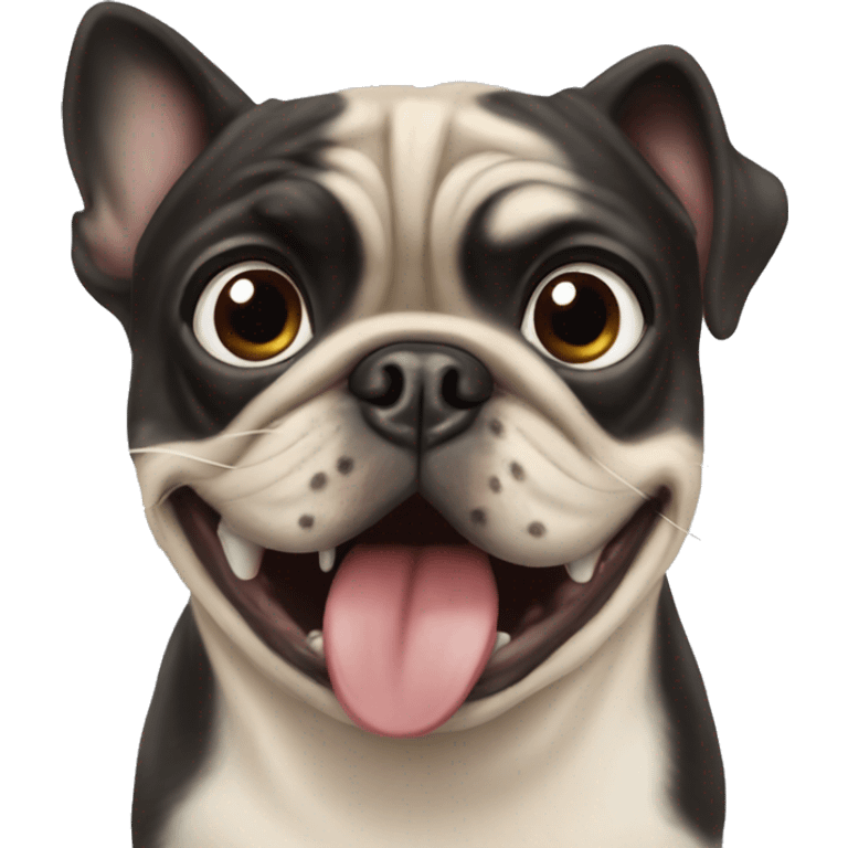 Pug barking at Boston terrier emoji