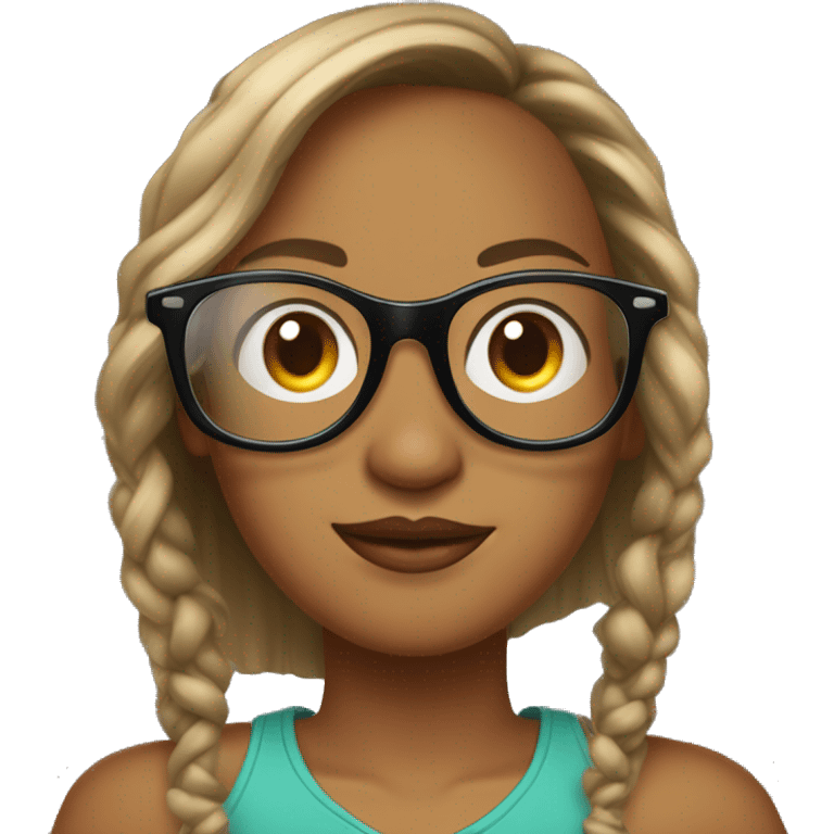 a gilr is wearing earrings and personalized glasses, and the ball head wears glasses and the face is round and square emoji