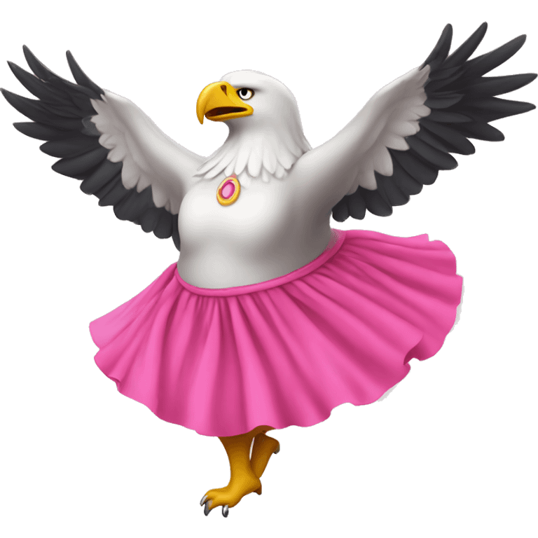 Fat eagle with a pink skirt dancing like a ballerina emoji