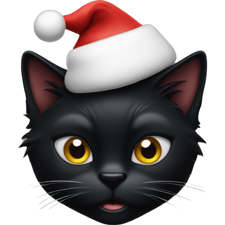 mad black cat w santa hat emoji