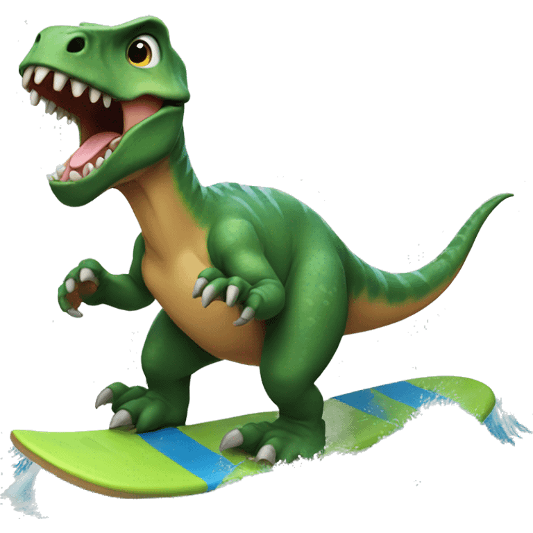 Dinosaur surfing emoji