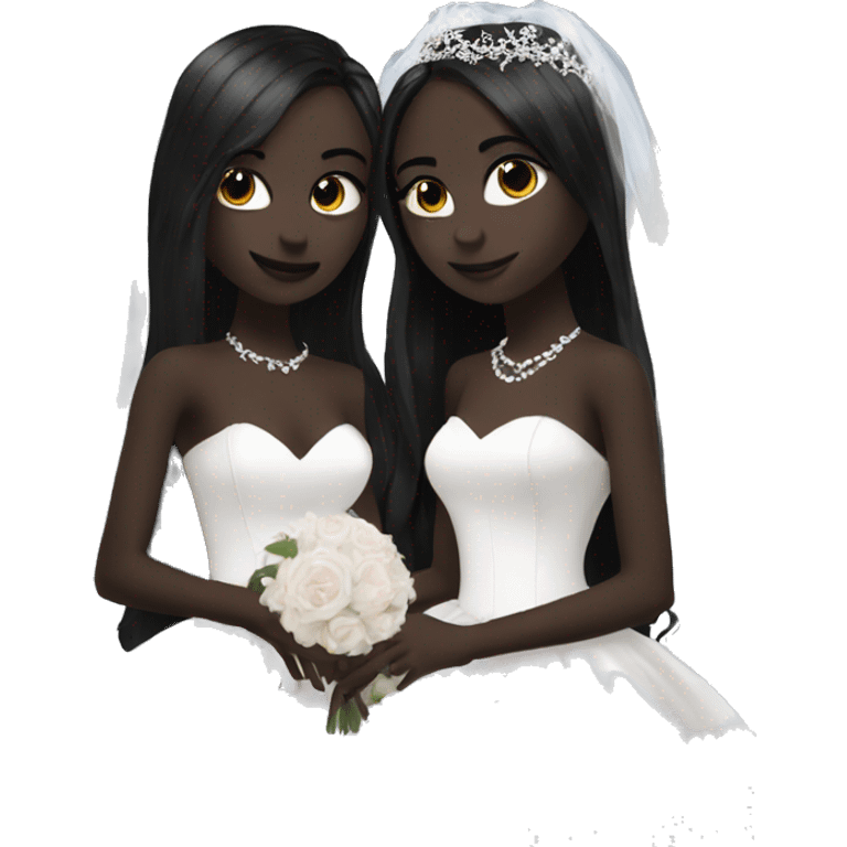 two goth girls getting married, black ball gowns, beautiful, aesthetic emoji